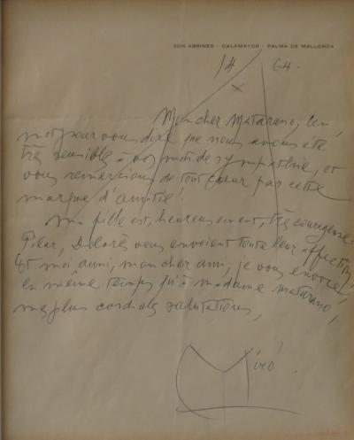 Joan MIRO - Lettre autographe de l’artiste à pleine page SIGNEE 2