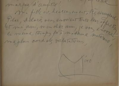Joan MIRO - Lettre autographe de l’artiste à pleine page SIGNEE 2