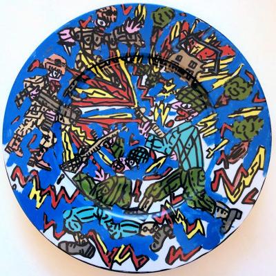 Robert COMBAS - Feu les Soldats - Signed silkscreen on porcelain 2