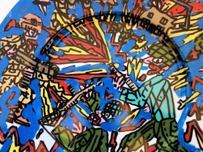 Robert COMBAS - Feu les Soldats - Signed silkscreen on porcelain 2