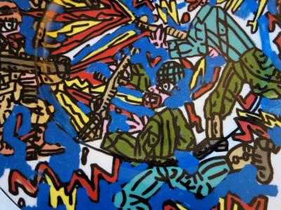 Robert COMBAS - Feu les Soldats - Signed silkscreen on porcelain 2