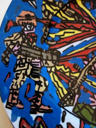 Robert COMBAS - Feu les Soldats - Signed silkscreen on porcelain 2