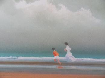 Pierre DOUTRELEAU - Course sur la plage, Lithographie 2