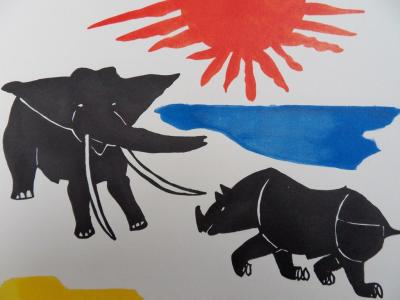 Alexander CALDER - L’éléphant et le rhinocéros - Lithographie originale signée 2