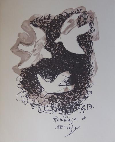 Georges BRAQUE : Composition aux oiseaux, Lithographie signée 2