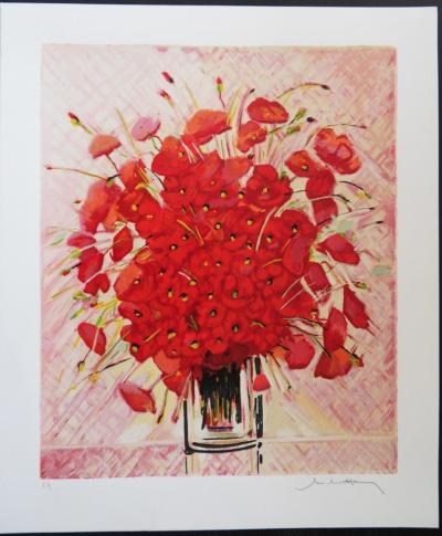 Michel HENRY - Bouquet de coquelicots - Sérigraphie signée au crayon 2
