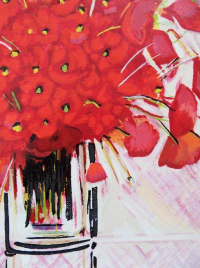 Michel HENRY - Bouquet de coquelicots - Sérigraphie signée au crayon 2