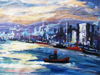 Eméric VAGH-WEINMANN - Port de New York, Acrylique et huile 2