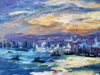 Eméric VAGH-WEINMANN - Port de New York, Acrylique et huile 2
