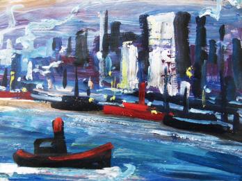 Eméric VAGH-WEINMANN - Port de New York, Acrylique et huile 2