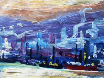 Eméric VAGH-WEINMANN - Port de New York, Acrylique et huile 2