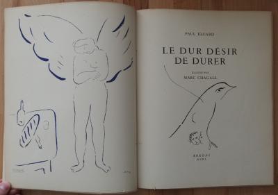 Paul ELUARD - Dédicace dans Dur désir de Durer - 2 lithos de CHAGALL 2