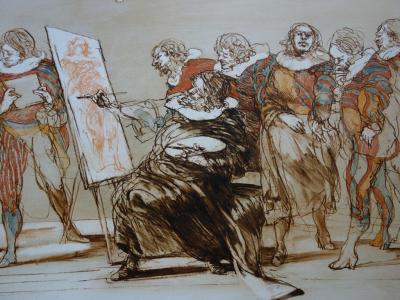 Claude WEISBUCH - Peintre et son modèle - Lithographie originale signée 2