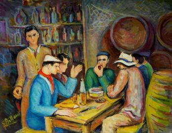 Eugène BILLAUD (1888-1964) - Scène de bistrot, Huile sur carton signée 2