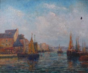 Henri BOISGONTIER XIX-XXe - Entrée de port, Huile sur toile 2