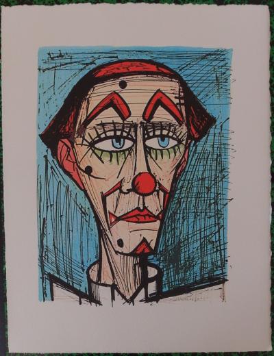 Bernard BUFFET - Clown fond bleu, Lithographie 2