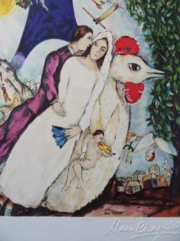 Marc CHAGALL (d’après) - Les mariés de la Tour Eiffel, Lithographie 2