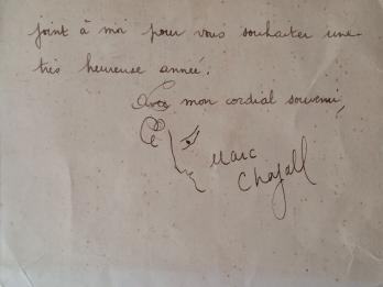 Marc CHAGALL - Carte autographe & dessin, signée 2