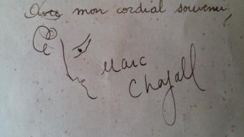 Marc CHAGALL - Carte autographe & dessin, signée 2