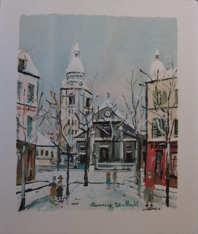Maurice UTRILLO - Saint Pierre de Montmartre en hiver, Lithographie signée 2