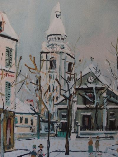 Maurice UTRILLO - Saint Pierre de Montmartre en hiver, Lithographie signée 2