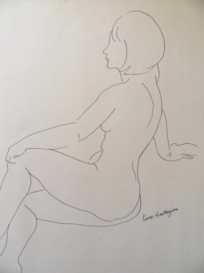 Pierre AMBROGIANI - L’attente, dessin original, signé 2