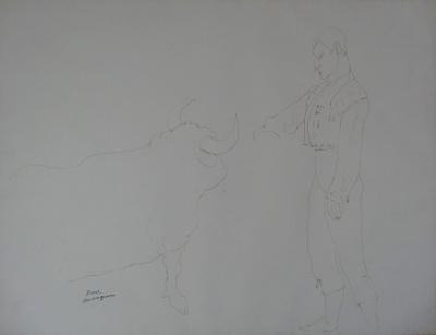 Pierre AMBROGIANI - Le torero, dessin original double-face, signé 2