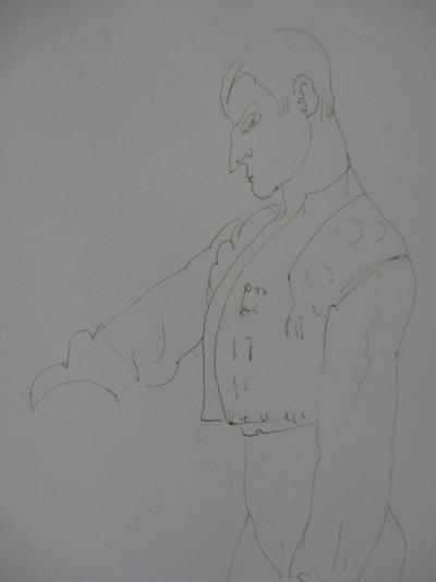 Pierre AMBROGIANI - Le torero, dessin original double-face, signé 2