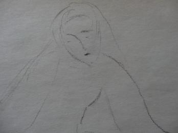 Henryk BERLEWI - Femme couverte d’un voile, c.1948, Dessin signé 2