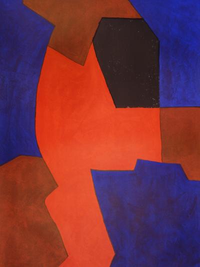 Serge Poliakoff : Composition Rouge et Noir - Lithographie signée 1972 2
