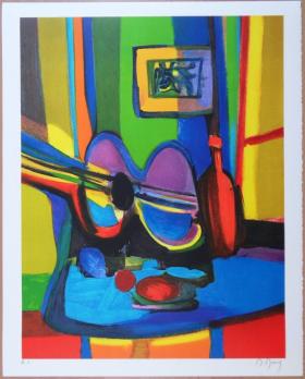 Marcel MOULY - La guitare cubiste, Lithographie signée 2