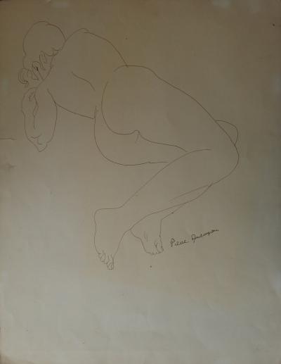Pierre AMBROGIANI - Nu féminin de dos, dessin original, signé 2