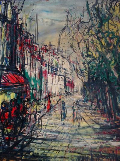 Michel-Marie POULAIN - Vue de Montmartre et du Sacré Coeur, Huile sur panneau signée 2