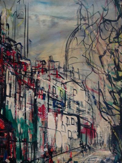 Michel-Marie POULAIN - Vue de Montmartre et du Sacré Coeur, Huile sur panneau signée 2
