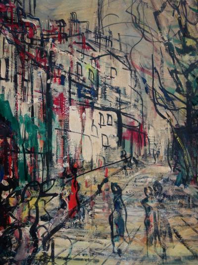 Michel-Marie POULAIN - Vue de Montmartre et du Sacré Coeur, Huile sur panneau signée 2