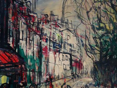 Michel-Marie POULAIN - Vue de Montmartre et du Sacré Coeur, Huile sur panneau signée 2