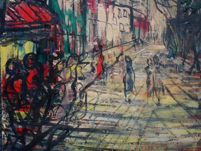 Michel-Marie POULAIN - Vue de Montmartre et du Sacré Coeur, Huile sur panneau signée 2
