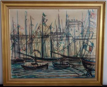Michel Marie POULAIN - Le port de Saint Malo, Huile sur toile 2