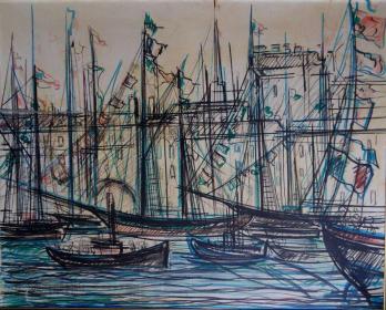 Michel Marie POULAIN - Le port de Saint Malo, Huile sur toile 2