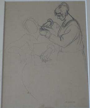 André LHOTE - La coiffeuse, Dessin signé 2