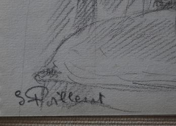 Gilbert POILLERAT - Chat endormi, Dessin original signé 2