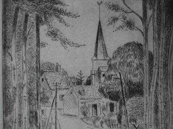 Gilbert POILLERAT - Petite vue de Courbouzon - Gravure 2