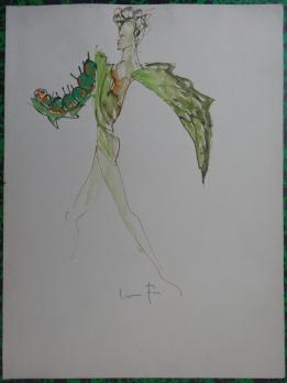 Léonor FINI - Homme chenille, Aquarelle signée 2