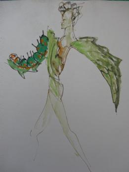 Léonor FINI - Homme chenille, Aquarelle signée 2
