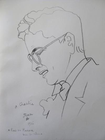 Jean COCTEAU - Portrait de Charlie Chaplin - Lithographie Signée 2