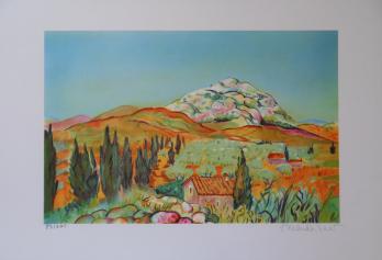 Amanda LEAR - La montagne Sainte Victoire, Lithographie originale signée 2