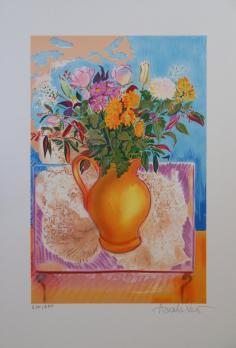 Amanda LEAR - Bouquet campagnard, Lithographie originale signée 2