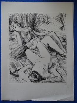 Robert CAMI - Intimité dans les blés, 1945, Gravure originale 2