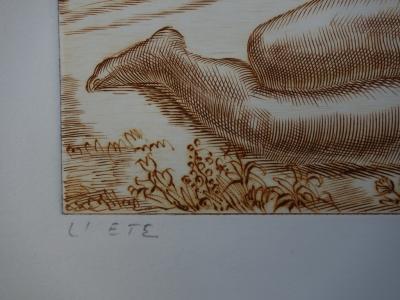 Albert DECARIS - L’Été, Aquarelle et gravure originale signée 2