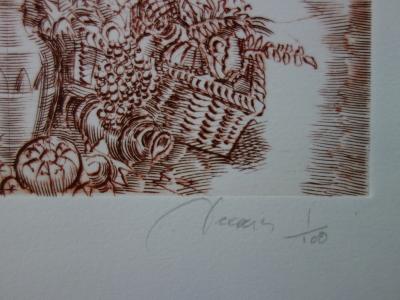 Albert DECARIS - L’Automne - Aquarelle et gravure originale signée 2